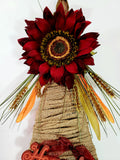 Large Puffy Scarecrow Hat with Sunflower