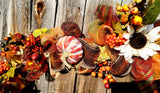 Fall 9ft Garland with White Sunflowers & Pumpkins