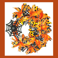 Spider Orange & Black Ribbon Wreath