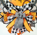 Thin Large Buffalo Plaid Pumpkin Wreath, Halloween Pancake Wreath