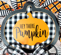 Thin Large Buffalo Plaid Pumpkin Wreath, Halloween Pancake Wreath