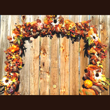 Fall 9ft Garland with White Sunflowers & Pumpkins