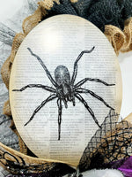 Spider Burlap Ruffle Wreath with Web Tulle, Halloween Wreath