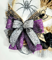 Spider Burlap Ruffle Wreath with Web Tulle, Halloween Wreath