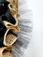 Spider Burlap Ruffle Wreath with Web Tulle, Halloween Wreath