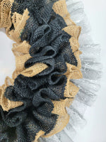 Spider Burlap Ruffle Wreath with Web Tulle, Halloween Wreath