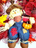 Happy Scarecrow with Leaves Fall Wreath